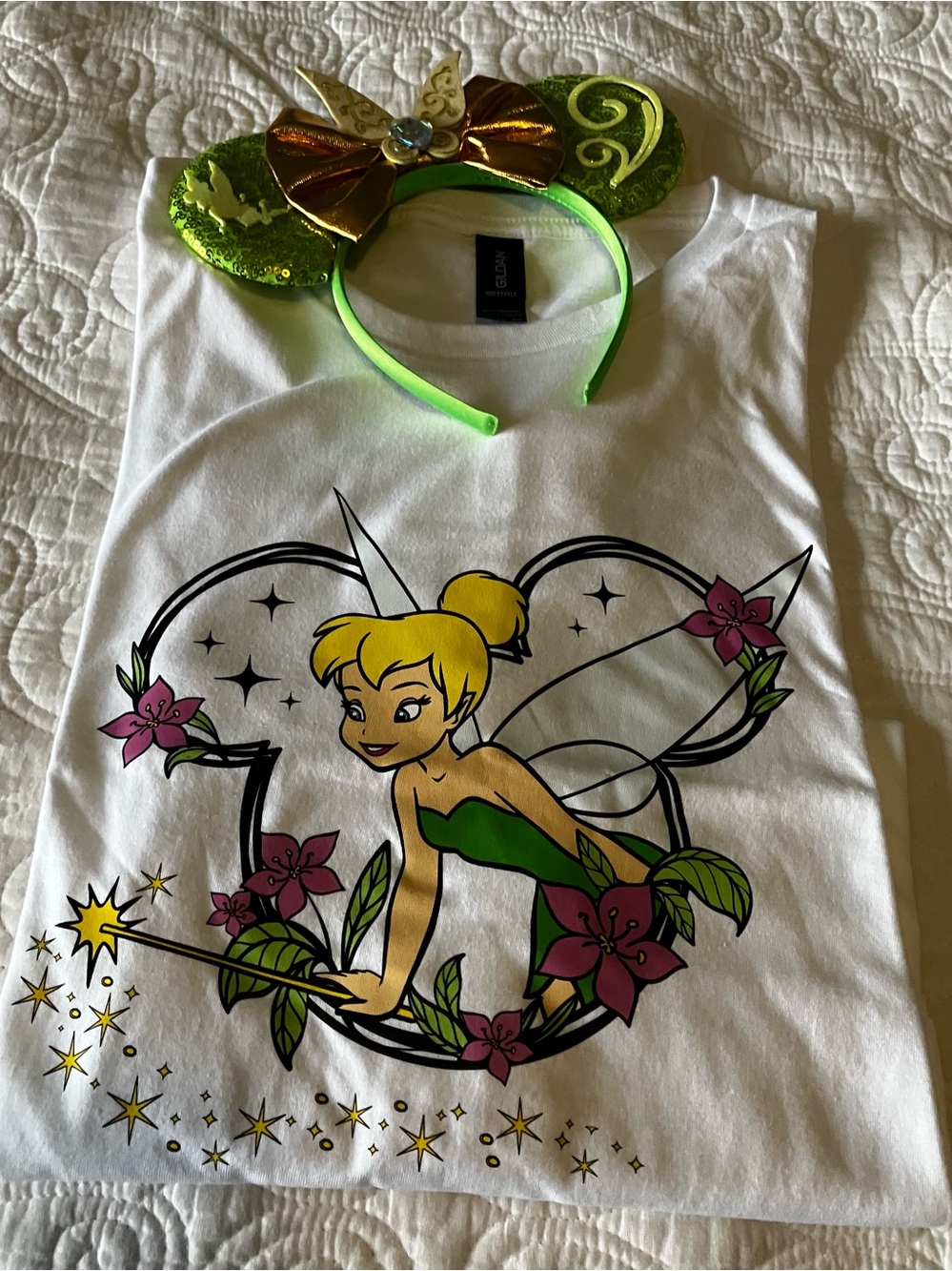 NWOT- Disney bound Tinker Bell XL Outfit Set | Tinker Bell Tee + Matching Ears